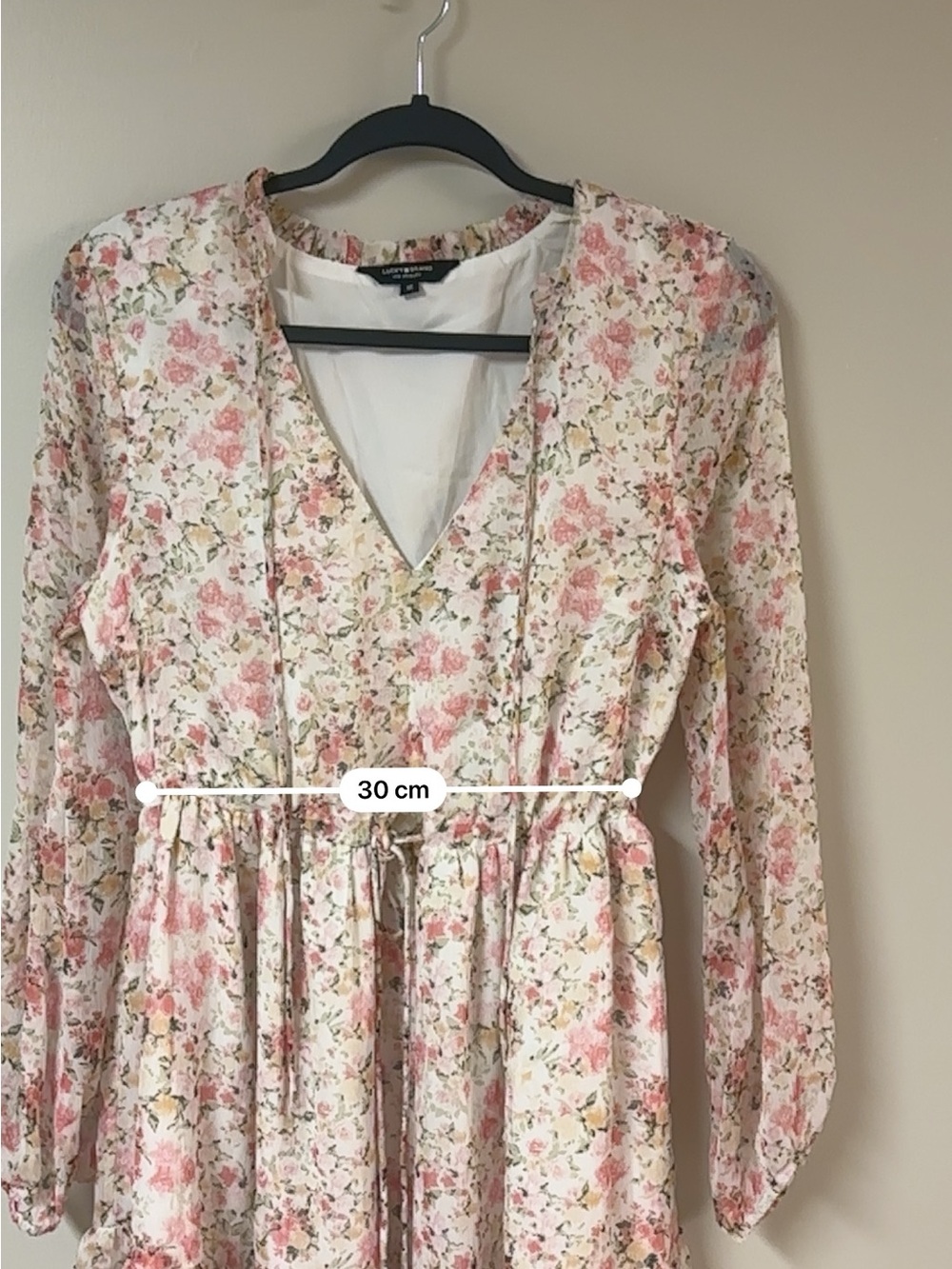Lucky Brand Floral Mini Dress Size M Boho Chic Long Sleeve Romantic - Picture 10 of 10